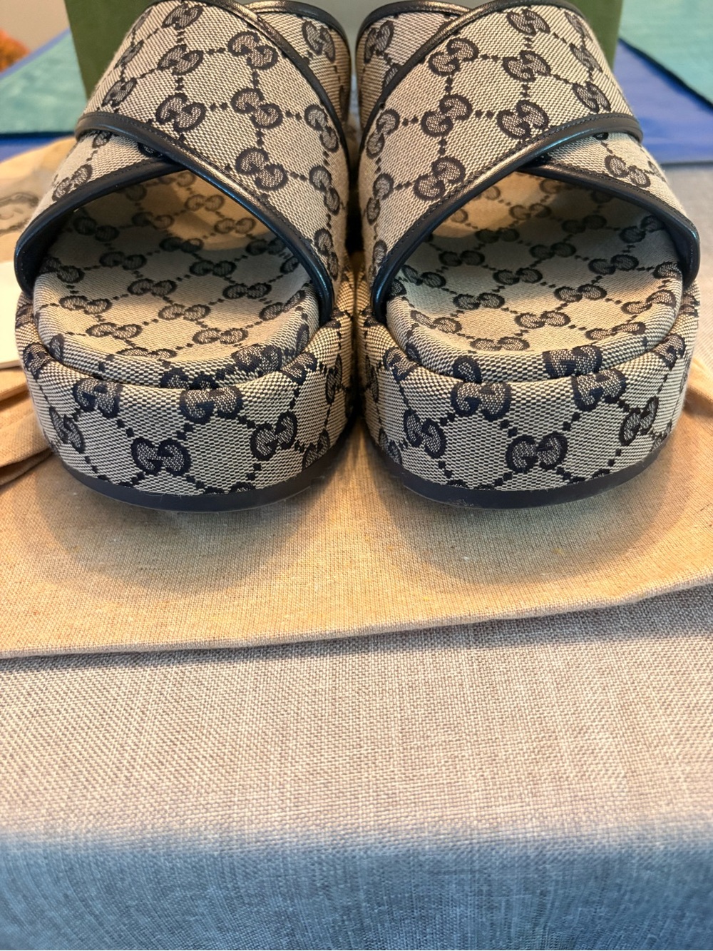 Gucci authentic blue/beige Granada sandal 39 - Picture 6 of 7